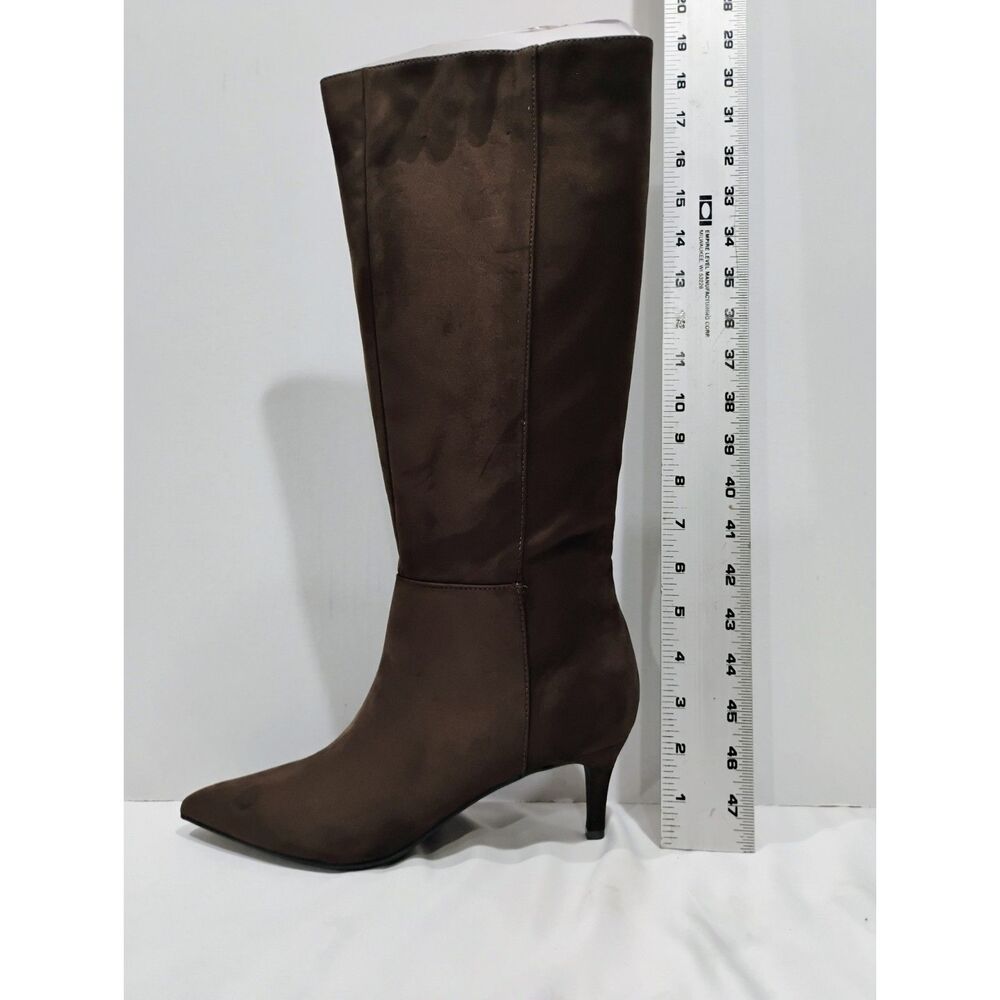Marc Fisher Women's Glint Tall Wide Calf Kitten Heel Boots Brown 8.5 - Picture 6 of 10
